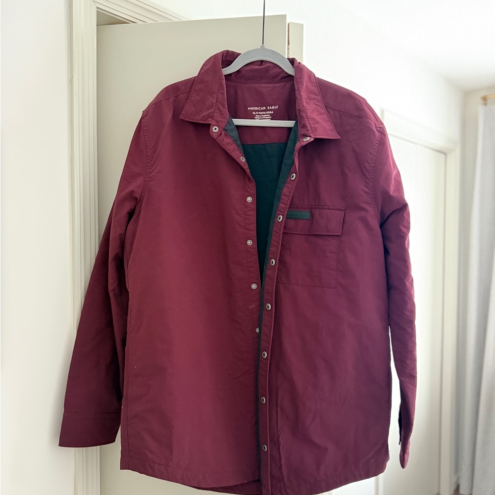 Men’s American Eagle Outfitters Black & Maroon Hooded Jacket